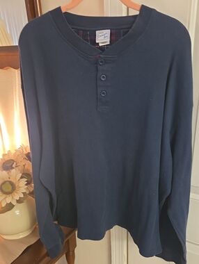 Haband Navy Ribbed Henley Pullover
